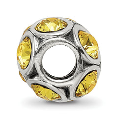 Sterling Silver 925 November Birthstone Yellow Crystal Bead Elegant Solid Design