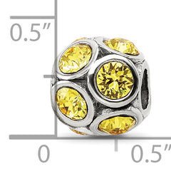 Sterling Silver 925 November Birthstone Yellow Crystal Bead Elegant Solid Design