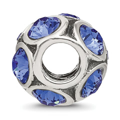 Sterling Silver 925 September Blue Crystal Bead Elegant Casted Design