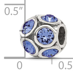 Sterling Silver 925 September Blue Crystal Bead Elegant Casted Design