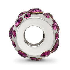 Sterling Silver 925 Bead with Purple Crystal for February Birthday