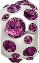 Sterling Silver 925 Bead with Purple Crystal for February Birthday