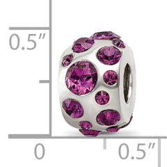 Sterling Silver 925 Bead with Purple Crystal for February Birthday