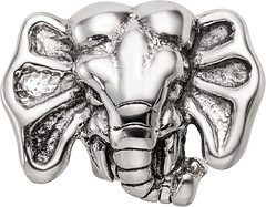 Sterling Silver 925 Elephant Bead with Antiqued Finish Solid Design