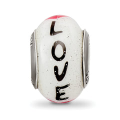 Sterling Silver 925 Glass Heart Bead Elegant Romantic Design