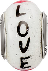 Sterling Silver 925 Glass Heart Bead Elegant Romantic Design