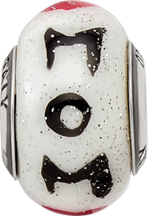 Sterling Silver Glass Bead with Hearts for Mom  Elegant Gift