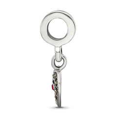 Sterling Silver 925 Marcasite Heart Dangle Bead Elegant Vintage Charm