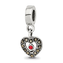 Sterling Silver Reflections Marcasite Heart Dangle Bead