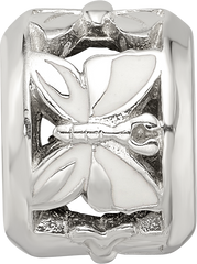 Sterling Silver 925 Enamel Butterfly Bead with White Accents Elegant Charm