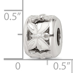Sterling Silver 925 Enamel Butterfly Bead with White Accents Elegant Charm