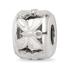 Sterling Silver Reflections White Enameled Butterfly Bead