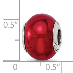 Sterling Silver Murano Glass Bead with Red Italian Elegance