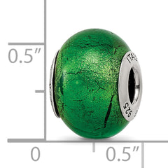 925 Sterling Silver Green Murano Glass Bead with Elegant Italian Design
