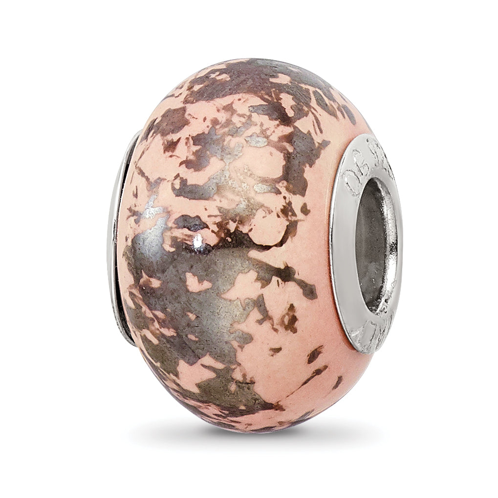 Sterling Silver Reflections Pink w/Platinum Foil Ceramic Bead