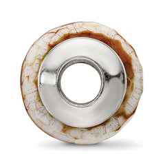 Sterling Silver Agate Shell Bead with Cracked Earth Design