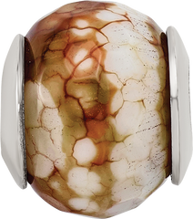 Sterling Silver Agate Shell Bead with Cracked Earth Design