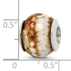 Sterling Silver Agate Shell Bead with Cracked Earth Design