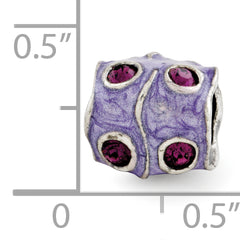 Sterling Silver 925 Purple Crystal & Enamel Bead Elegant and Vibrant Design
