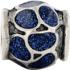 Sterling Silver 925 Fancy Blue Enamel Bead with Sparkles Sophisticated Charm