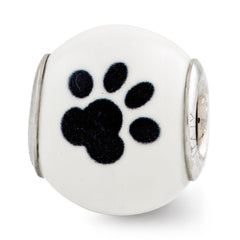 Sterling Silver 925 Enameled Cat Bead with Whimsical Charm