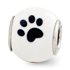Sterling Silver 925 Dog Theme Bead with Enameled Accents Elegant Charm