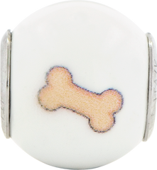 Sterling Silver 925 Dog Theme Bead with Enameled Accents Elegant Charm