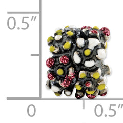 Sterling Silver 925 Multicolored Enameled Flower Bead Vibrant & Elegant