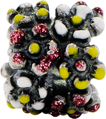 Sterling Silver 925 Multicolored Enameled Flower Bead Vibrant & Elegant