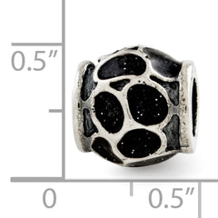 Sterling Silver 925 Black Enamel Fancy Bead with Sparkle Accents