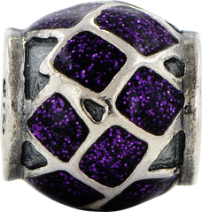 Sterling Silver 925 Purple Enamel Sparkle Bead Elegant Fancy Jewelry