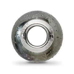 Sterling Silver 925 Bead with Black Sparkles Hollow Reflections Bead