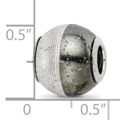 Sterling Silver 925 Bead with Black Sparkles Hollow Reflections Bead