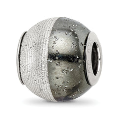 Sterling Silver Reflections Laser Etched and Black w/Sparkles Bead