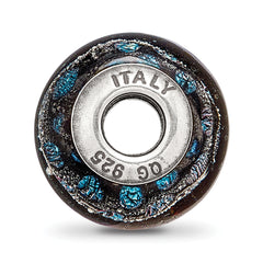 Sterling Silver Blue Dots Glass Bead with Elegant Design