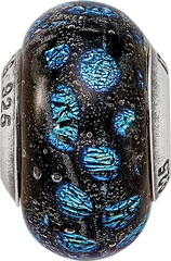 Sterling Silver Blue Dots Glass Bead with Elegant Design