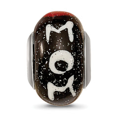 Sterling Silver 925 Glass Bead with Hearts Mom Design Elegant Charm