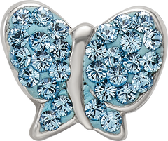 Sterling Silver 925 Butterfly Bead with Blue Crystal Detailing Elegant Cast Design