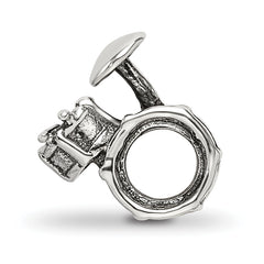 Sterling Silver 925 Drum Set Themed Bead with Antique Finish