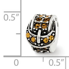 Sterling Silver Bead with Yellow Crystal Buckle Elegant Casted Design