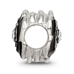 Sophia Jewelers Sterling Silver 925 Crystal Flower Bead with White Enamel Detailing