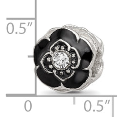 Sophia Jewelers Sterling Silver 925 Crystal Flower Bead with White Enamel Detailing