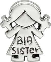 Sterling Silver 925 Kids Big Sister Bead with Solid Cast Design