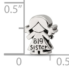 Sterling Silver 925 Kids Big Sister Bead with Solid Cast Design