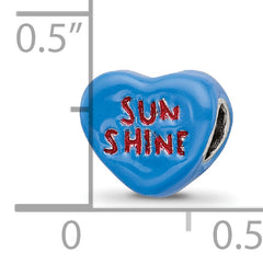 Sterling Silver 925 Kids Heart Bead with Enamel Sunshine Design by Sophia Jewelers