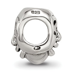 Sterling Silver 925 Comedy Mask Bead with Antiqued Finish Solid and Themed Design