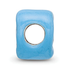 Sterling Silver 925 Kids Enameled Heart Bead Red and Blue Accents