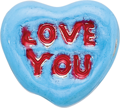 Sterling Silver 925 Kids Enameled Heart Bead Red and Blue Accents