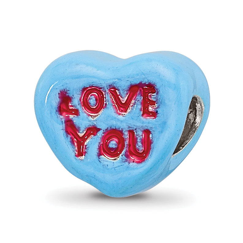 Sterling Silver Reflections Kids Love You Enameled Heart Bead