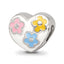 Sterling Silver Reflections Kids Enameled Heart w/Flowers Bead